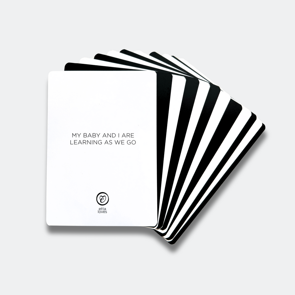 pack of baby sensory flashcards showing bold black and white design for babies vision