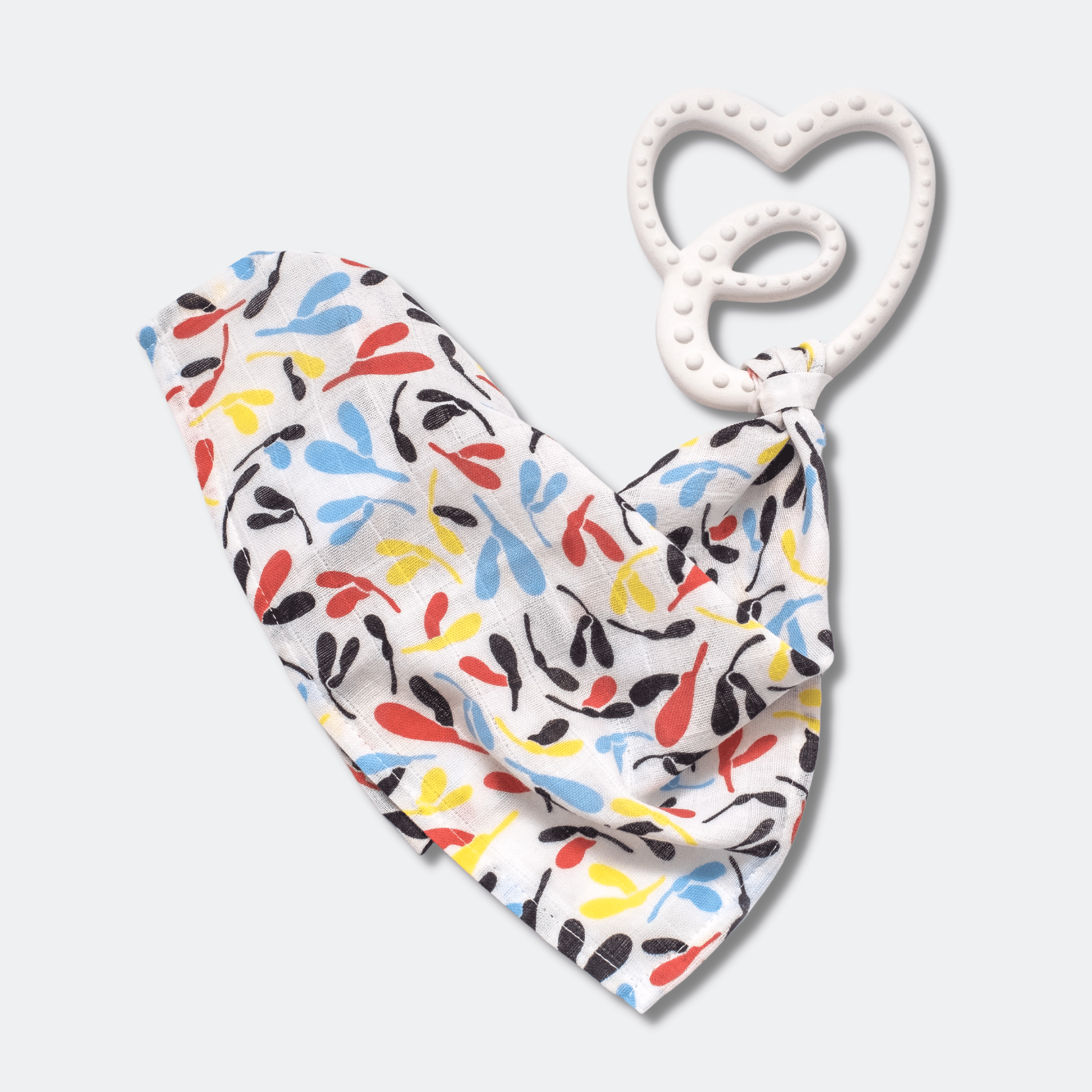 SENSORY TEETHER WITH MINI MUSLIN - WHITE/SYCAMORE - Etta Loves