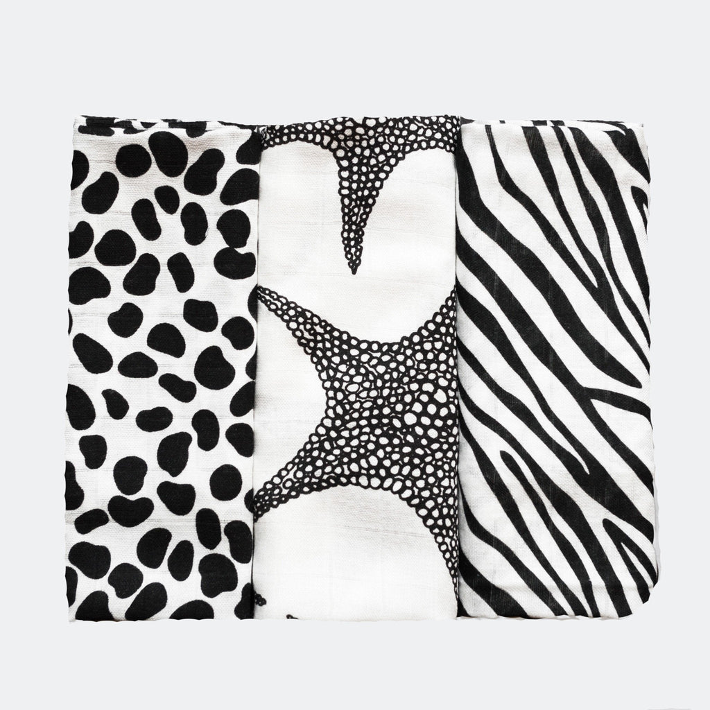 ANIMAL PRINT MUSLIN 3 - PACK - for newborn to 4 month old babies - Etta Loves
