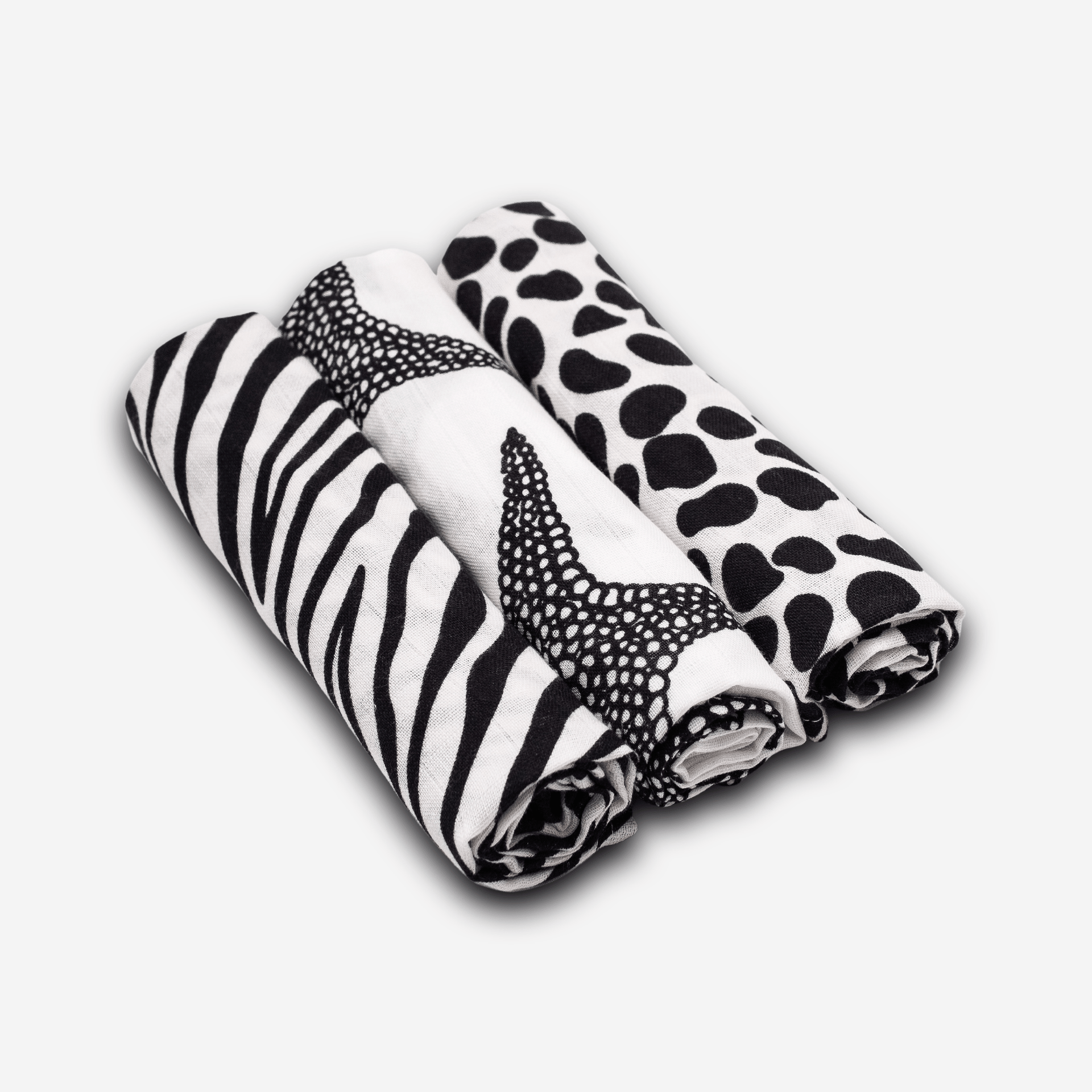 ANIMAL PRINT MUSLIN 3 PACK birth to 4 months