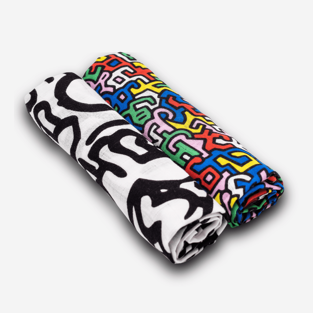 ETTA LOVES x KEITH HARING 2 - PACK MUSLIN SQUARES - for 0 to 4 months & 5+ month old babies - Etta Loves