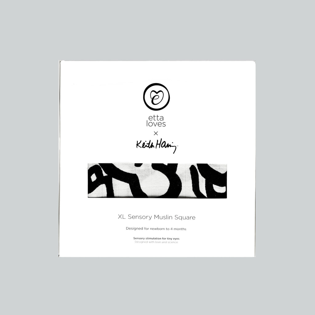 ETTA LOVES x KEITH HARING 'BABY' MUSLIN - for newborn to 4 months old babies - Etta Loves