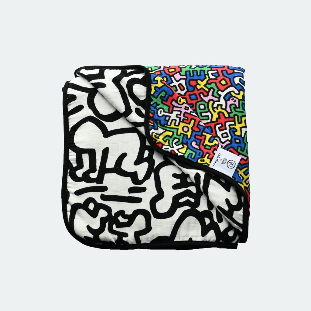 ETTA LOVES x KEITH HARING MUSLIN BLANKET - reversible newborn to 4 months / 5+ months - Etta Loves