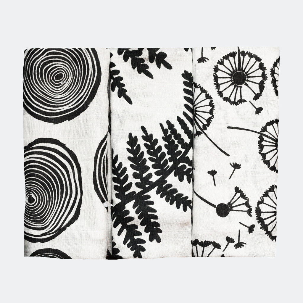PLANT PRINT 3 - PACK MUSLINS - for newborn to 4 month old babies - Etta Loves