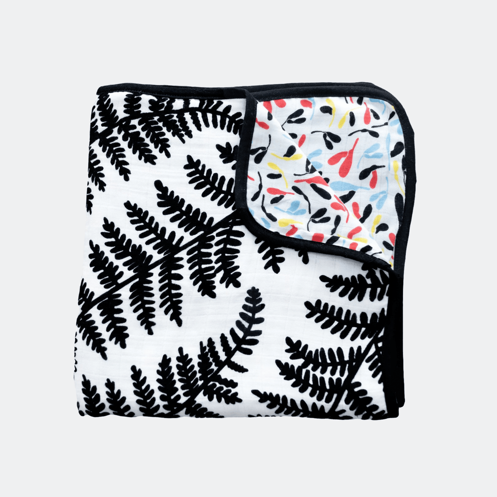 PLANT PRINT MUSLIN BLANKET - reversible newborn to 4 months / 5+ months - Etta Loves