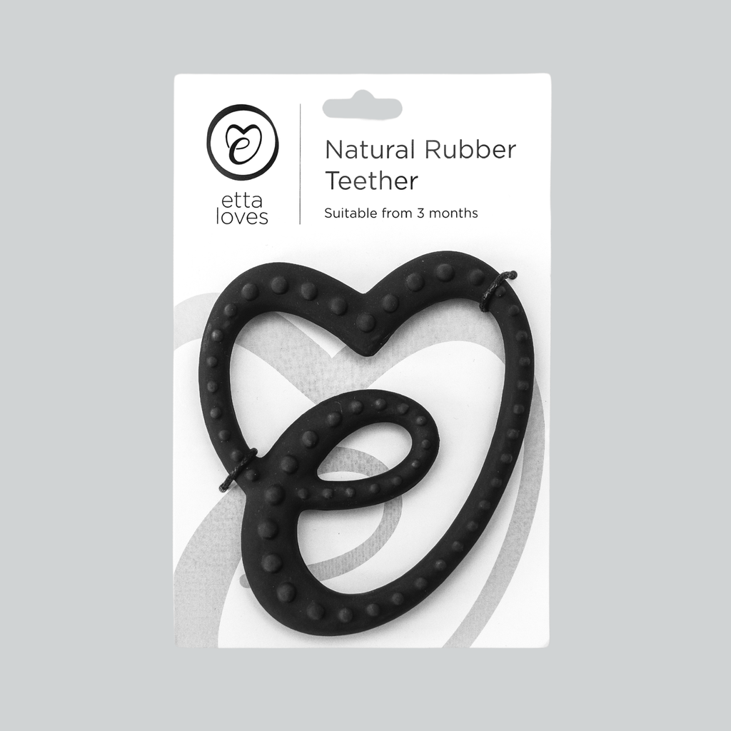 SENSORY TEETHER WITH MINI MUSLIN - BLACK/SYCAMORE (5+ month babies) - Etta Loves
