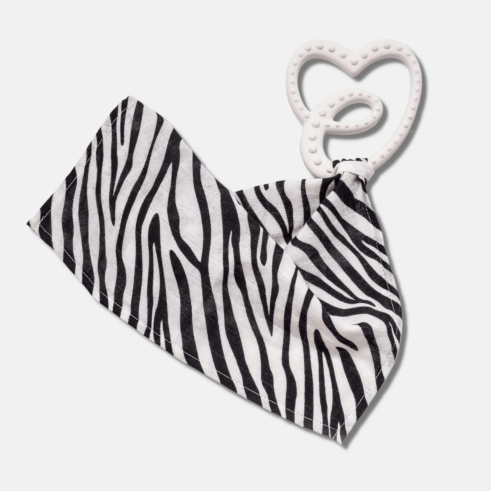 SENSORY TEETHER WITH MINI MUSLIN - WHITE/ZEBRA - Etta Loves