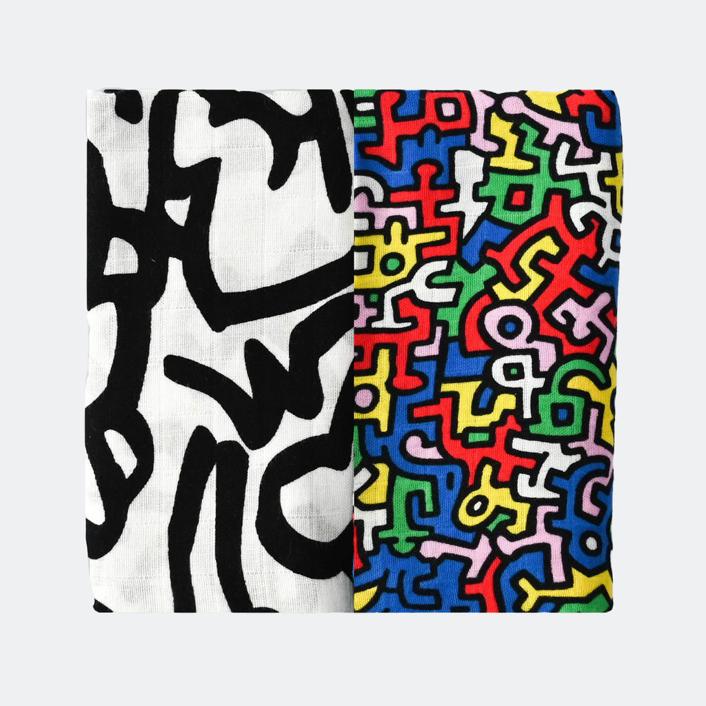 ETTA LOVES x KEITH HARING gift pack of baby muslins