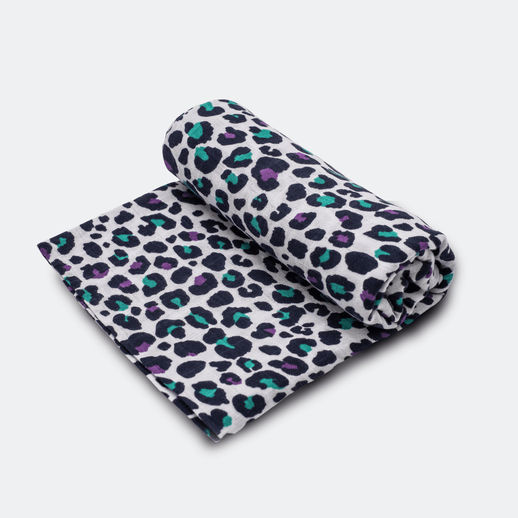 XL PURPLE LEOPARD MUSLIN - for 5+ month old babies - Etta Loves